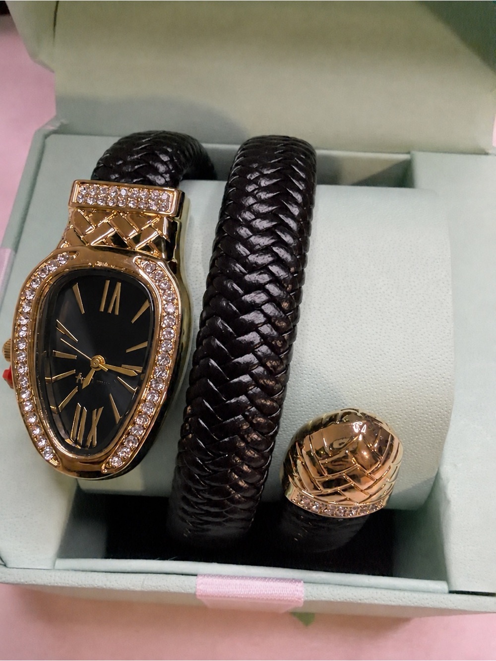 Serpenti Carlyle Black Braided Wrap Watch with Gold Crystal Accents - Picture 4 of 4